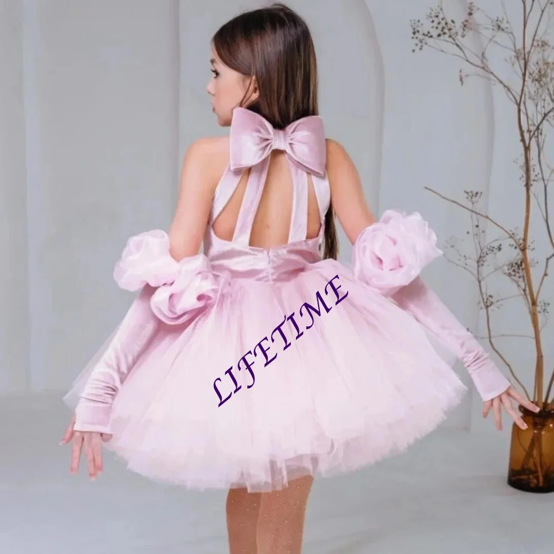ชุดเดรสเจ้าหญิงสีชมพูแบบกำหนดเองสำหรับเด็กผู้หญิง สำหรับการแสดงบนเวที งานเดินแบบ พิธีกรเด็ก งานประกวด ชุดราตรีสำหรับเด็ก