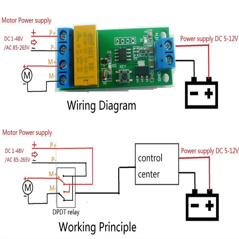 High Quality DC Motor Reversible Controller with Time Adjustable Delay Relay Switch - Ideal for 5V 6V 9V 12V Motors