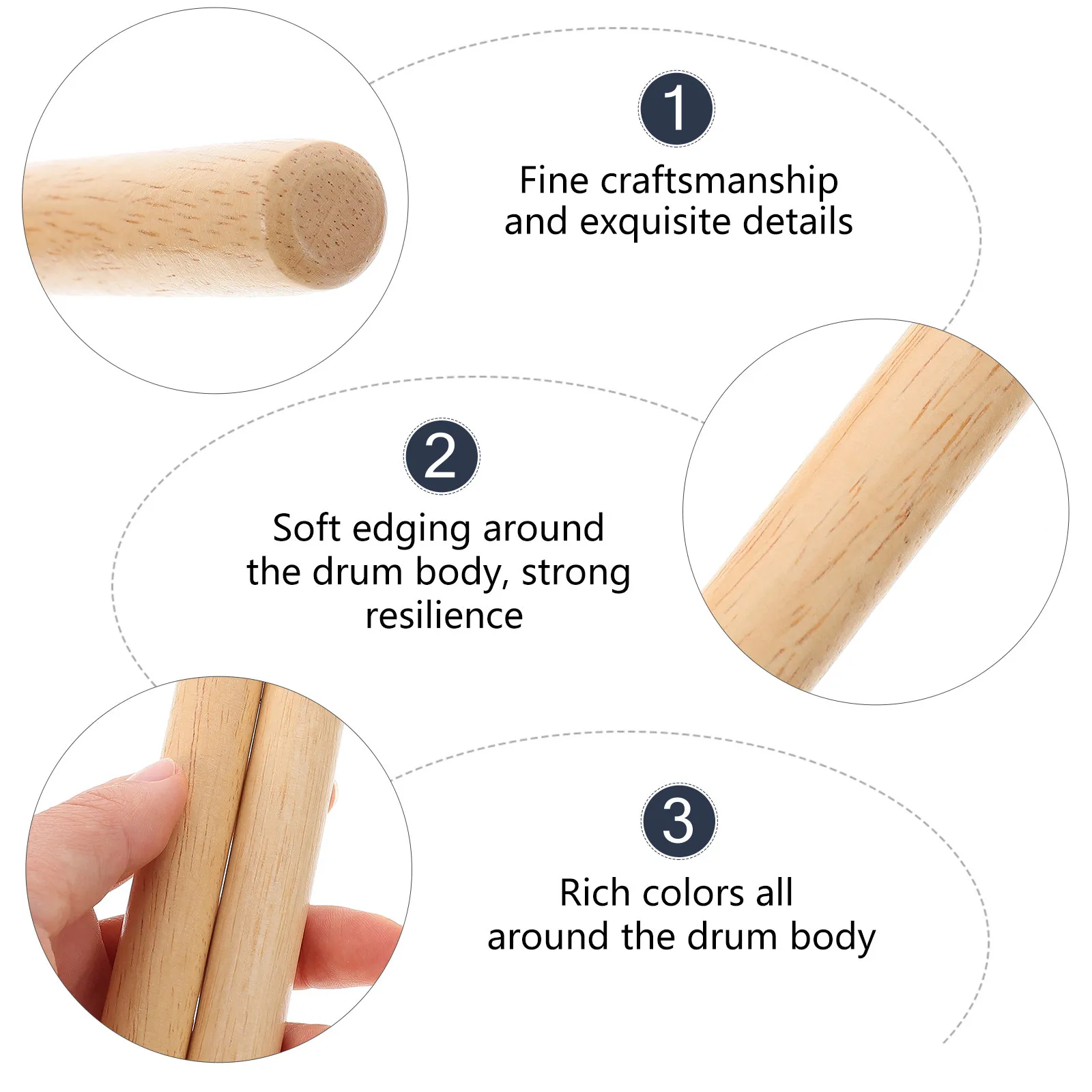 

2Pcs Wooden Rhythm Sticks for Kids Classroom Music Education Percussion Instrument Educational Musical Beating Sticks Natural