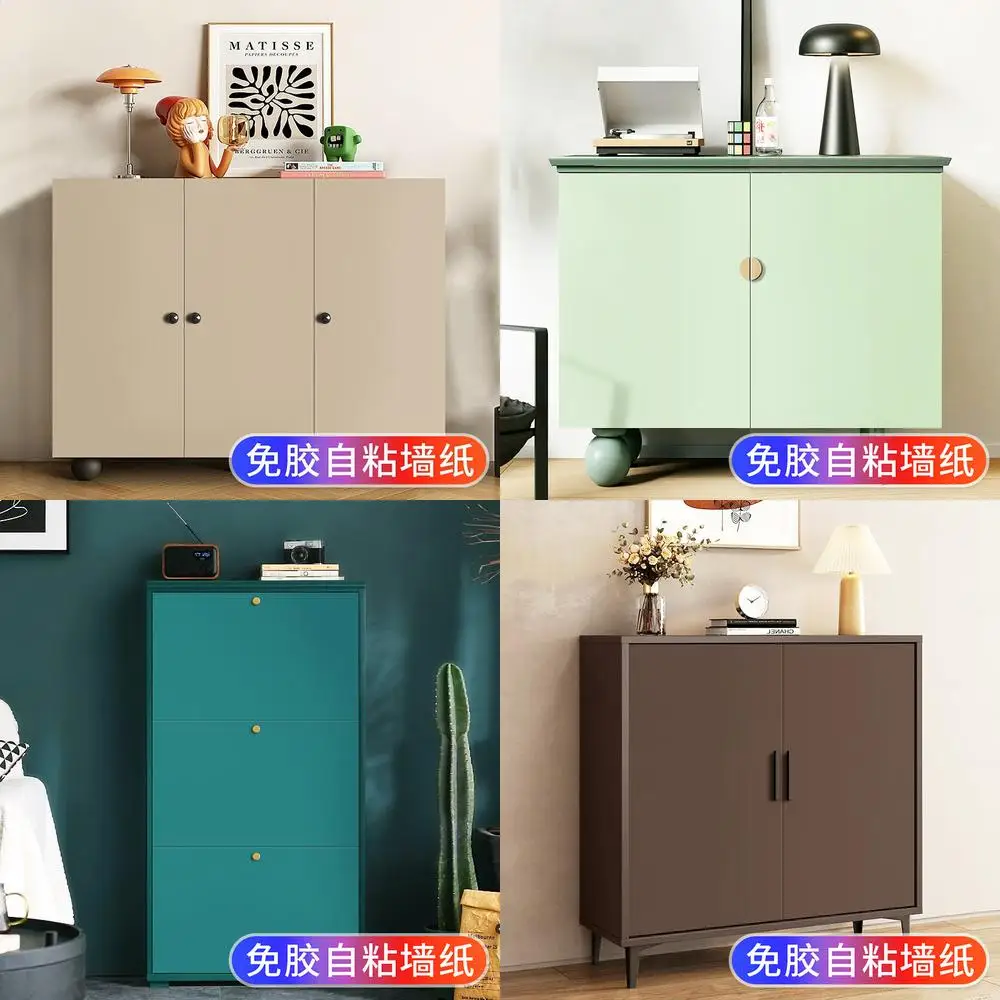 

French style cream colored self adhesive wallpaper for dorm closet kitchen cabinet door renovation solid color background wall p