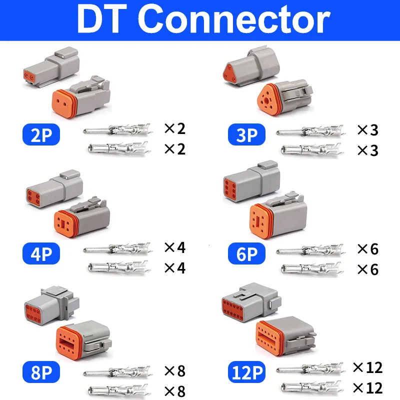 

10/50/100 Sets Deutsch DT DT04-2P TE Automobile Waterproof Electrical Wire Connector Male Female Docking Terminal Plug DT06-2S