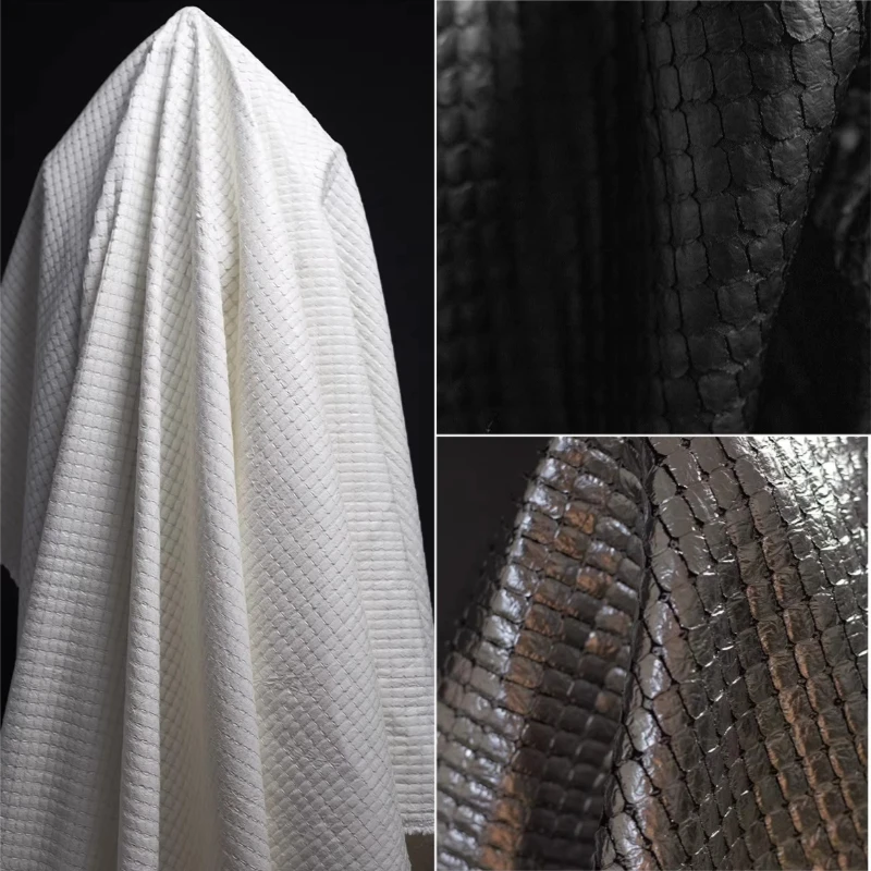 

Белая гранулированная ткань с квадратным узором для дизайнеров моды, креативный текстиль для подиумных показов, декор для дома, материал для рукоделия