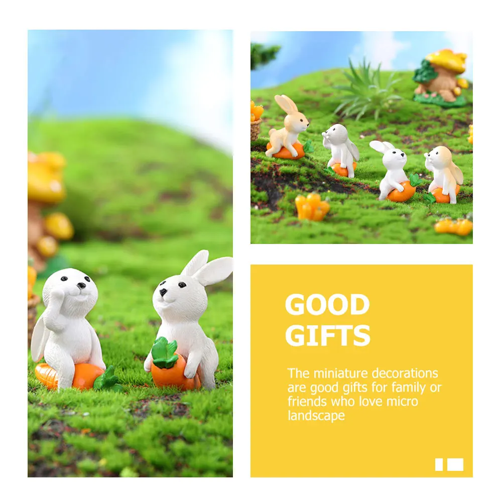 

4pcs Miniature Rabbit Decorations Plastic Garden Ornaments Micro Landscape Adornments For Home Micro Ornaments Small Crafts