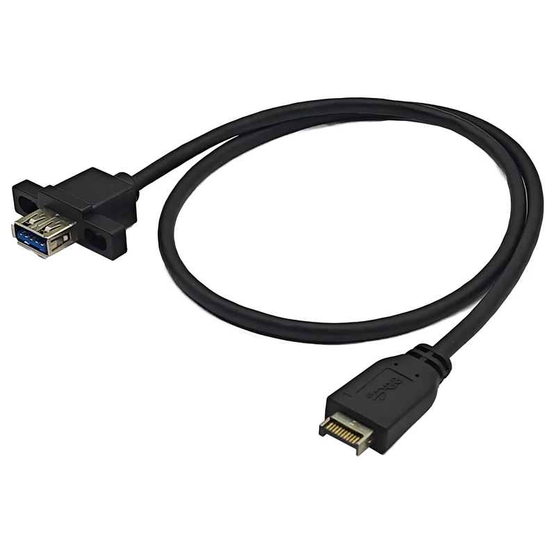 50CM 20Pin TYPE-E to USB 3.2 GEN2 10Gbps Female Front Panel Extension Cable USB3.2 TYPE-A Connector with Screw Mount for Desktop