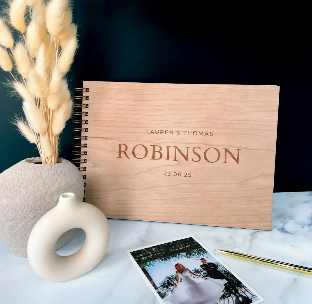 Wedding Guest Book Alternative - Wooden Guestbook, Rustic Personalized Photo Album, Unique Wedding Guest Book, Wedding Gift