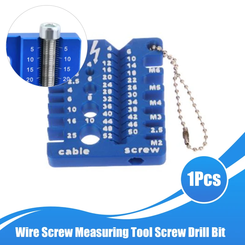 เครื่องมือวัดขนาดสกรูแบบลวด 1 ชิ้น พร้อมดอกสว่านวัดขนาด 3 มิติ พกพาสะดวก สำหรับตรวจสอบน็อต สลักเกลียว และเกลียว