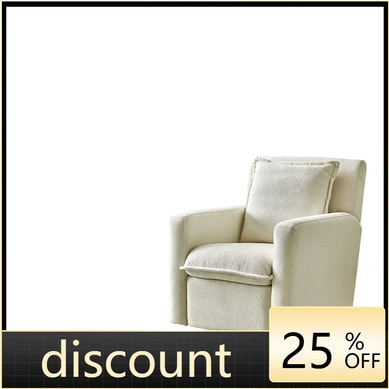 

LMM white fabric electric recliner living room lamb wool single swivel chair balcony electric adjustment