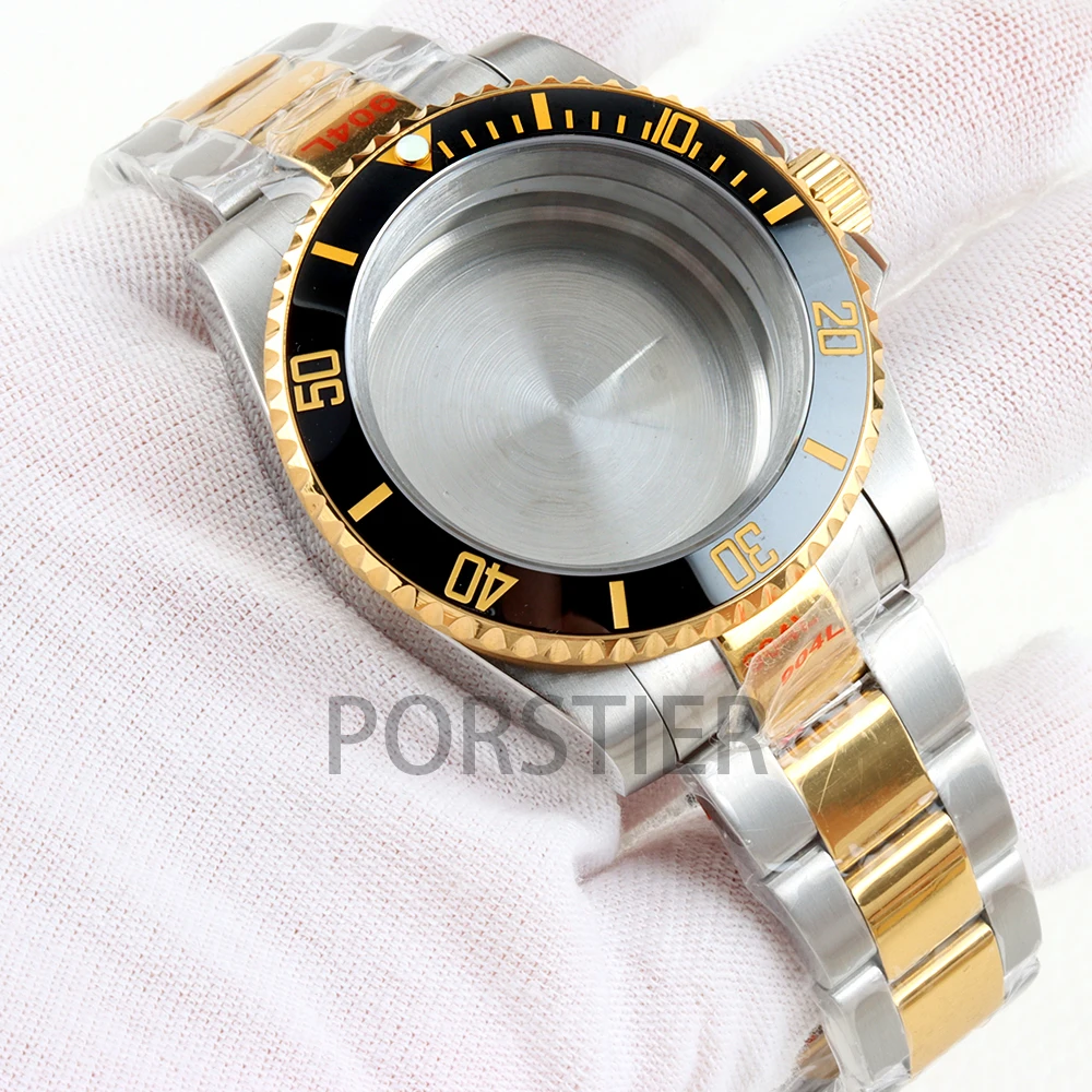 Rose Gold 40mm NH35 Watch Case Sapphire Glass for Seiko NH34 NH35 NH36 NH38 Movement SUB/GMT/ Yacht-Master Oyster/Jubilee Strap