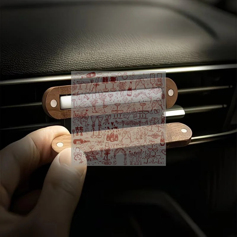 Wood Car Air Vent Diffuser Refillable, Car Fragrance Clip Diffuser, Car Aromatherapy Diffuser Long-Lasting Home Fragrance