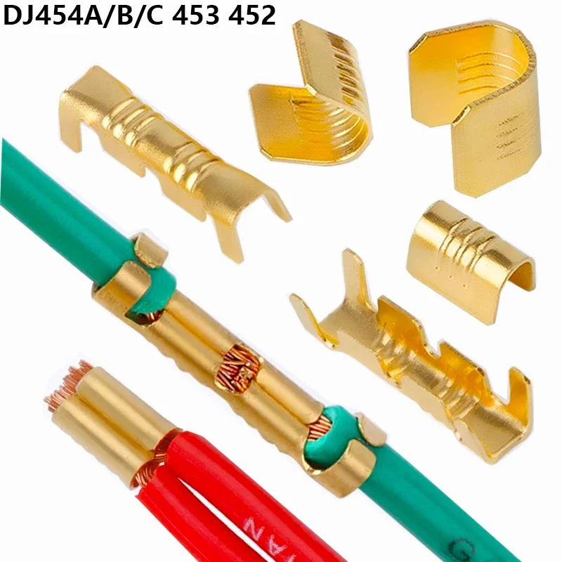 100PCS U Shape Copper Ring Terminals Non-Insulated Car And Motorcycle Cable Wire Butt Splice Crimp Connectors DJ454A/B/C 453 452