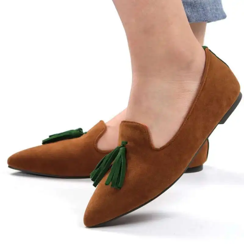 Flat Women Shoes Tassel Loafers Shoes Spring Autumn Suede Boat Shoes Light Slip-on Drive Low-top Female Shoes