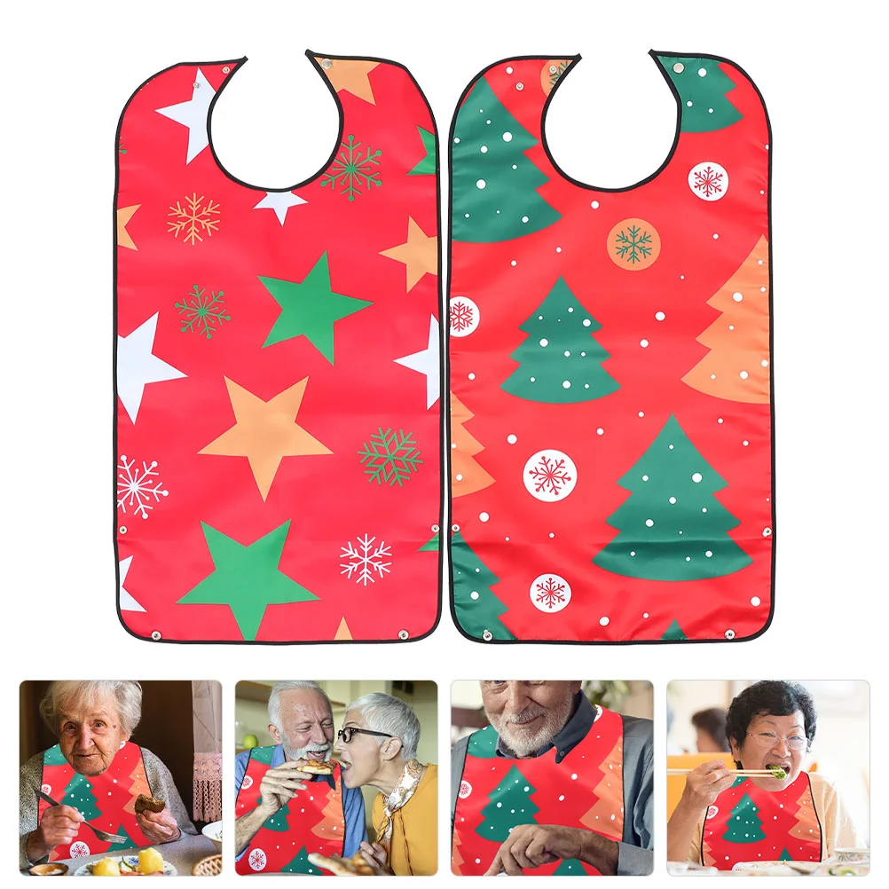 2 Pcs Advanced Adult Christmas Bib Elderly Bibs Decorative Clothing Polyester Waterproof