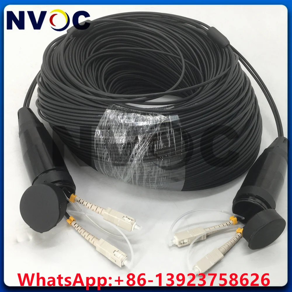 150M 200M 2Core OM3-300 Armored LSZH Black 3.0mm Jacket SC/UPC-SC/UPC Fiber Optic Patch Cord for Network Connectivity
