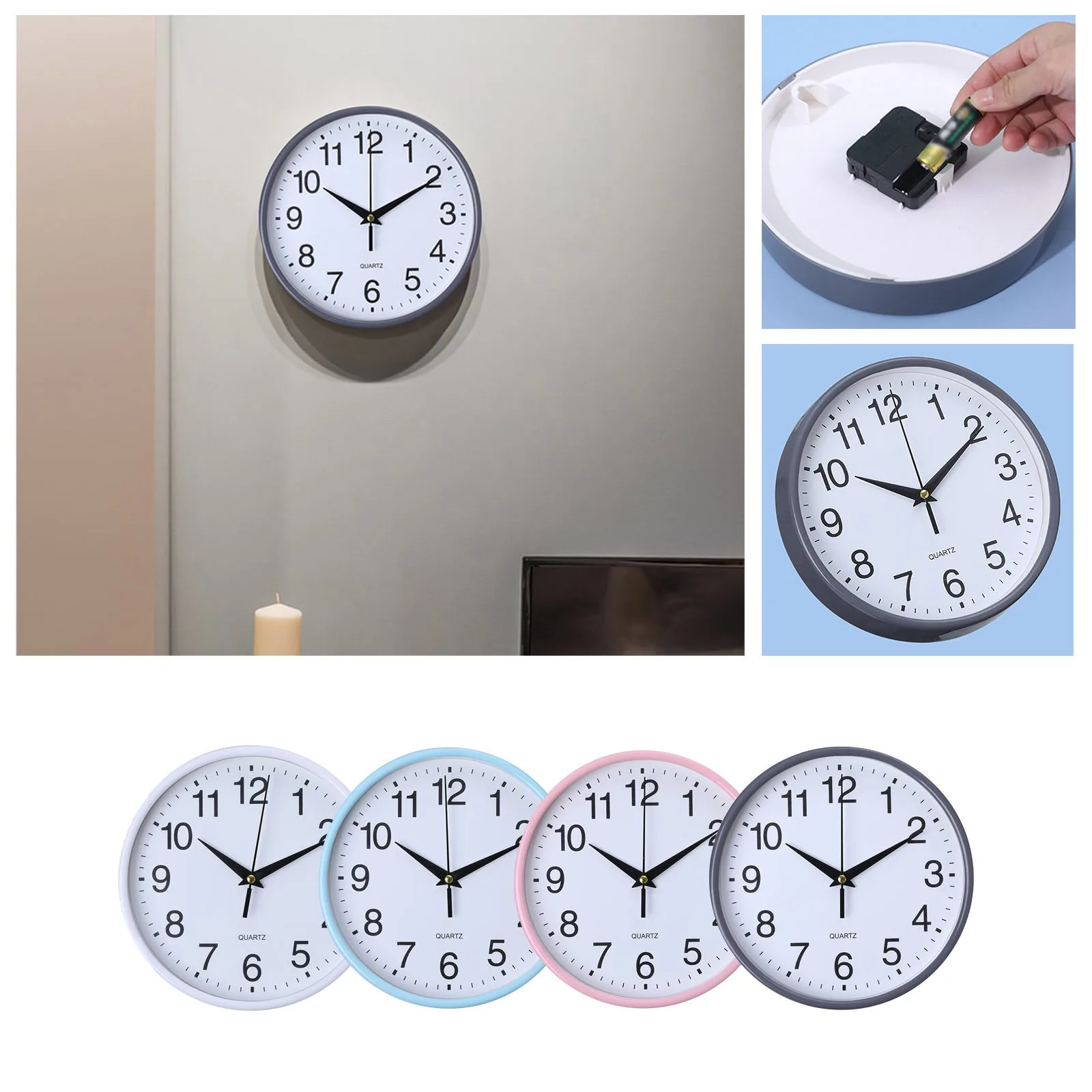 7.87 Inch 20CM Luminous Plastic Wall Clock, Quartz Clock, Bedroom, Living Room, Hanging Clock, Minimalist Clock