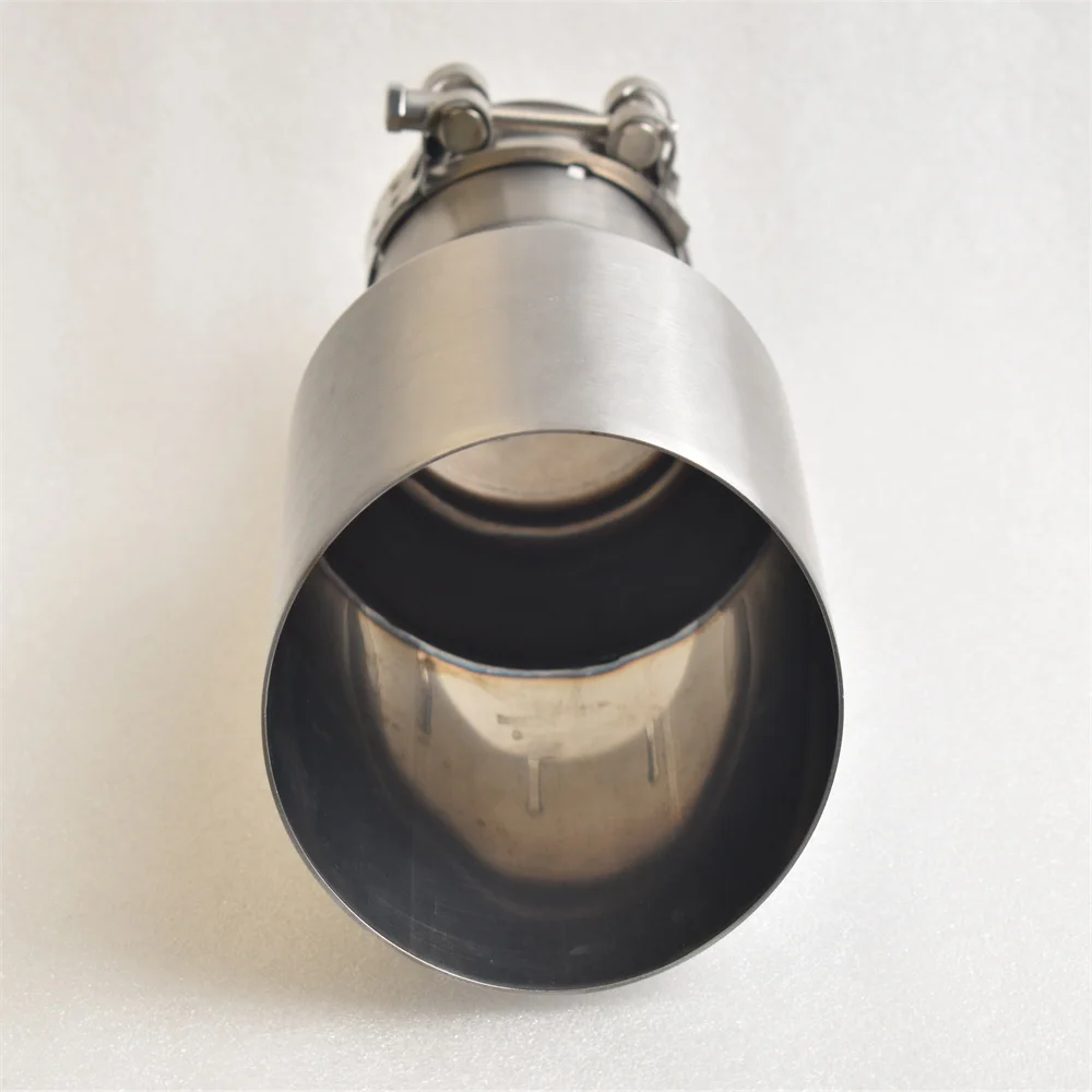 MILLTEK SPORT Universeller Auto-Schalldämpfer aus Edelstahl 304, matte gebürstete Oberfläche mit spitzer Auspuffspitze und schrägem Rohr – Detail 4
