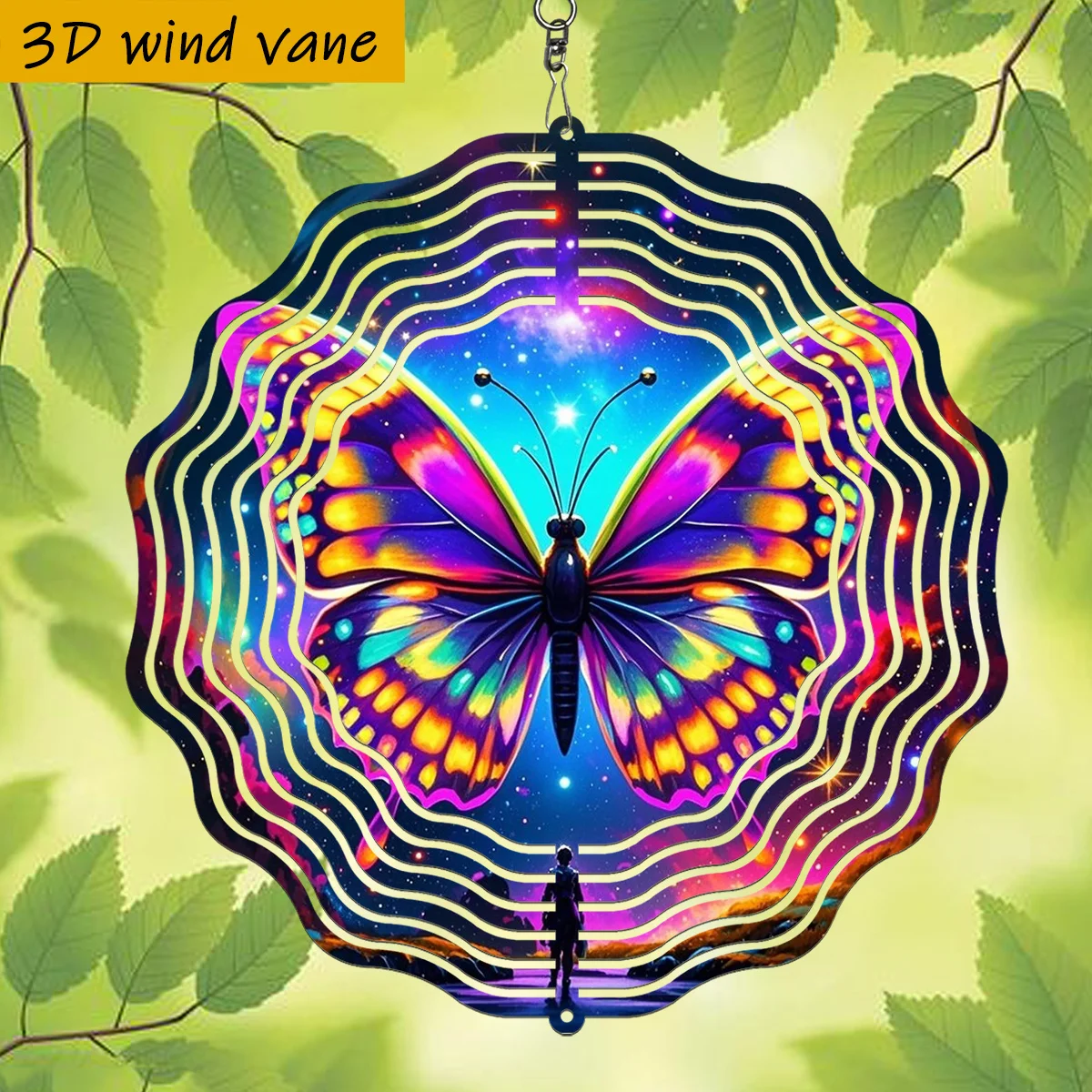 CIFBUY Wind Chime 3D Kaleidoscope Wind Spinner Rotating 360° Hook Garden Patio Yard Outdoor Decor Ornament