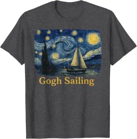 Gogh Segeln Matrose Segelboot Van Gogh Bootsfahrt Sternennacht T-Shirt Y2k Bootsfahrt Urlaub T-Shirt Humor Kunst Outdoor Ästhetisches Oberteil – Detail 11