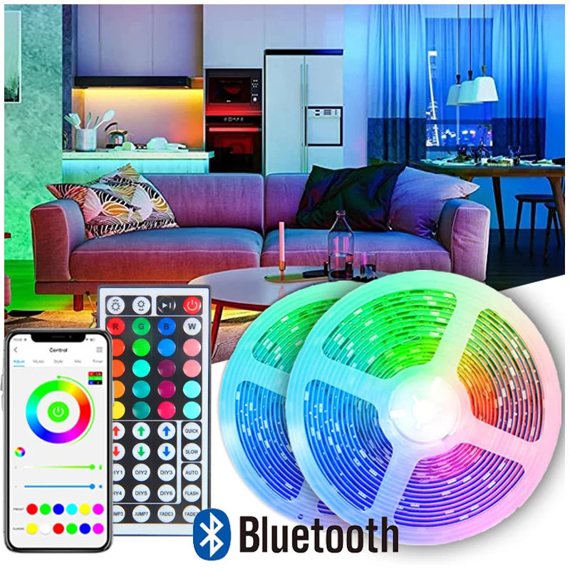 

LED Strip Lights LED 1-5m 10m 15m 20m 30m Neon Lights Luces Led Color RGB TV Backlight LED Lights for Bedroom Decoration