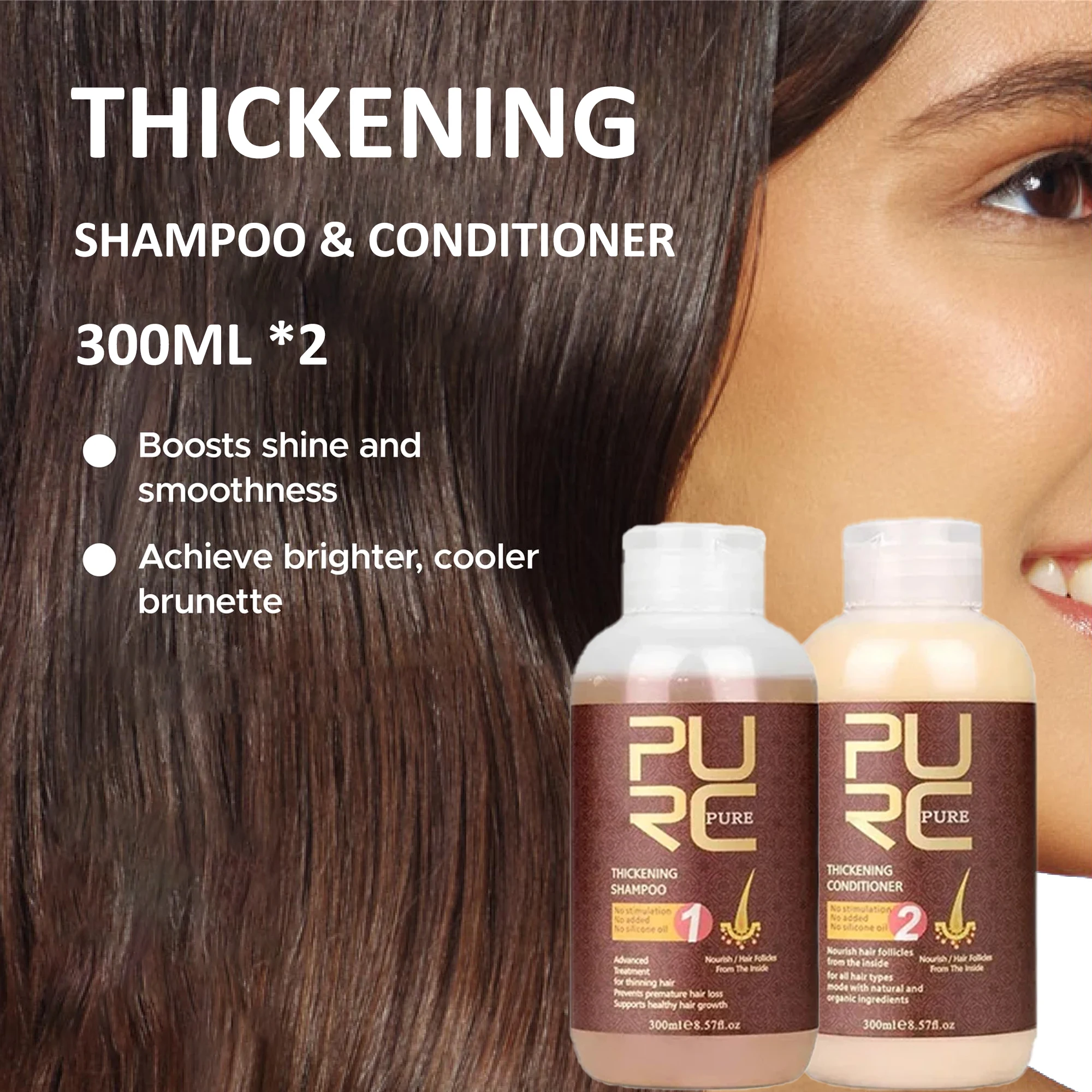 

PURC Hair Growth Shampoo Conditioner Set for Men Women Anti Hair Loss Fast Regrowth Thicken Scalp Treatment Hair Care Products