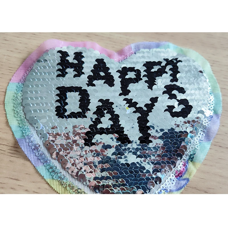 Prajna-Patches de lantejoulas para crianças, cor arco-íris, arco-íris, unicórnio, apliques, letras adesivos, jaqueta, vestido DIY, roupas infantis