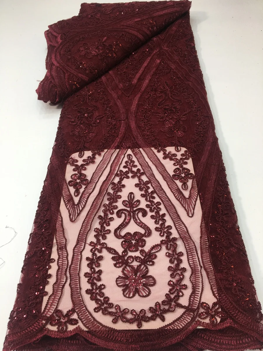 

Latest African Lace Fabric 2022 High Quality French Mesh Lace Fabric Sequins Nigerian Lace Fabric For Wedding Dress Sew LYX2310