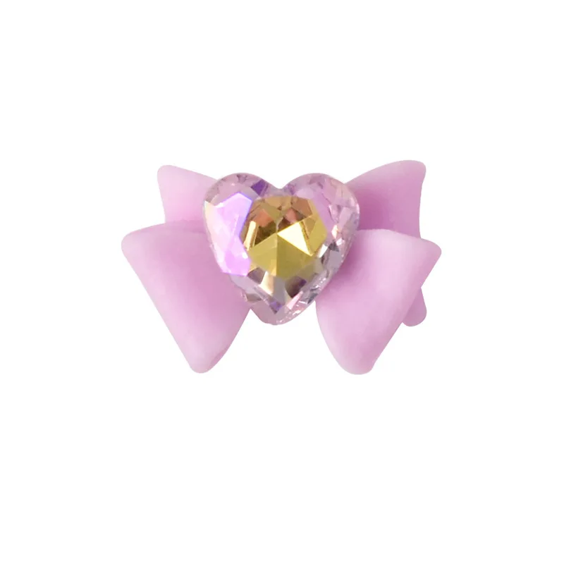 10 個 3D アクリル弓ネイルアートラブハートラインストーンチャームアクセサリー爪の装飾デザインマニキュア装飾用品ツール