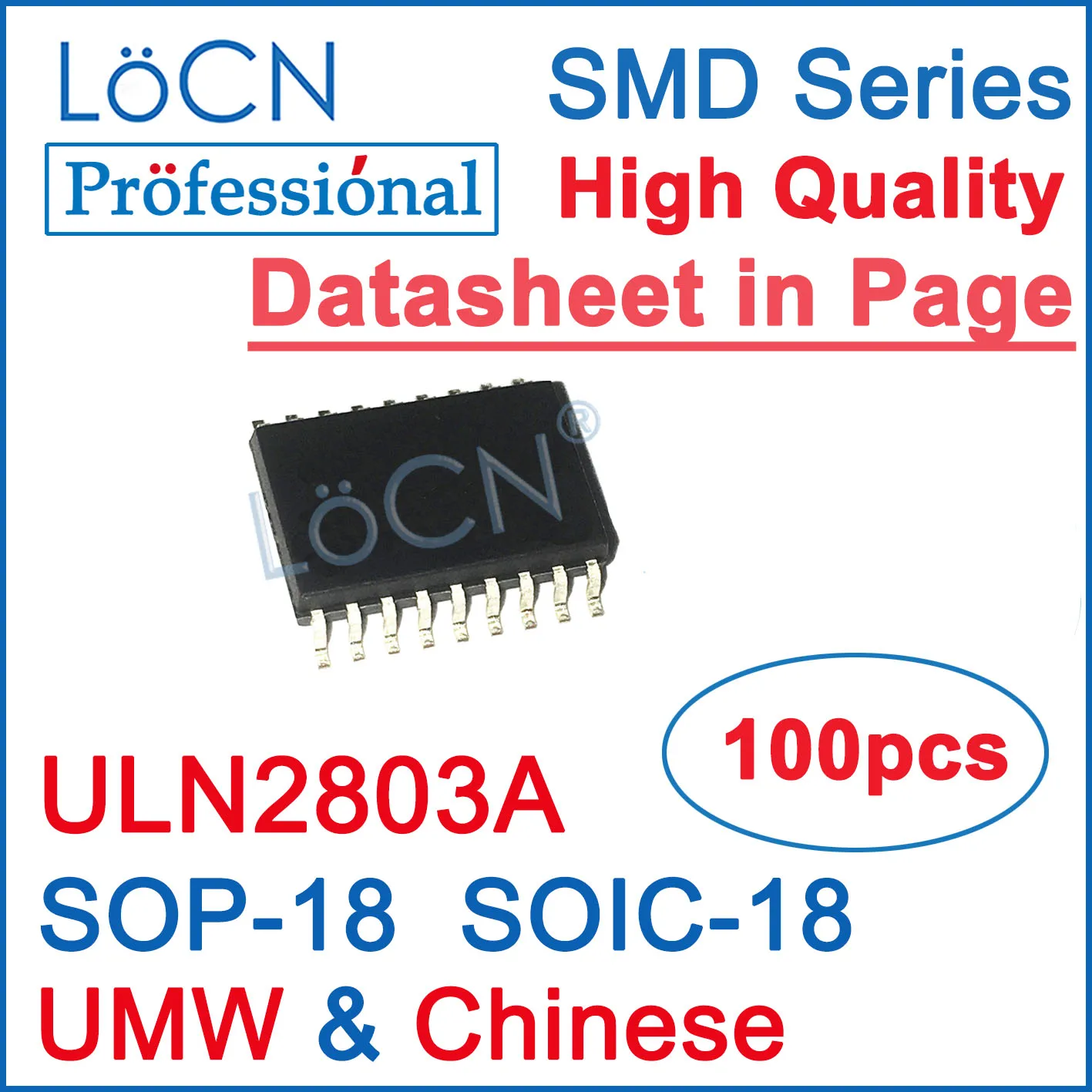 LoCN 100PCS ULN2803A SOP18 SOIC18 High Quality UMW Original ULN2803AFWG ULN2803 SMD NPN Transistor
