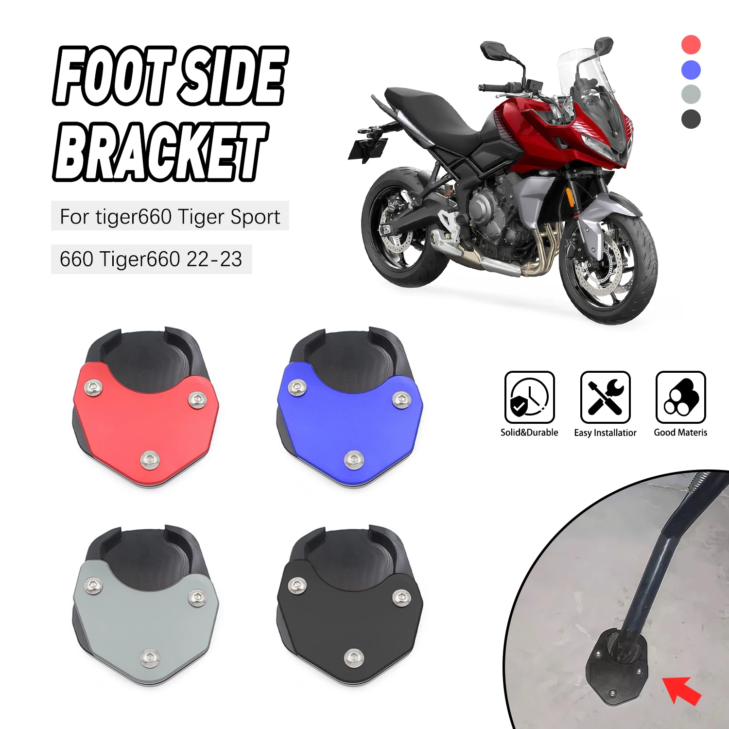 

Accessories moto Foot Side Stand Enlarger Support Plate Kickstand Extension Pad For Triumph tiger660 Tiger Sport 660 2022 2023