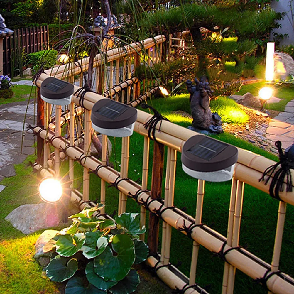 

2pcs Solar Light Outdoor Low Voltage Deck Lights Waterproof Outdoor Waterproof Light Garden Fence Lamp For Stairs Deck Brown