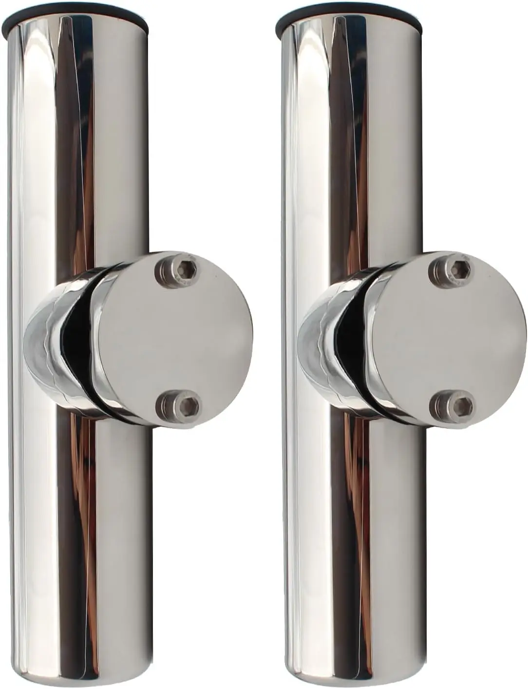 2Pcs Fishing Rod Holder, Rail Mount Fishing Pole Holder, Stainless Tournament Style Clamp on Rod Holder for Rails 7/8