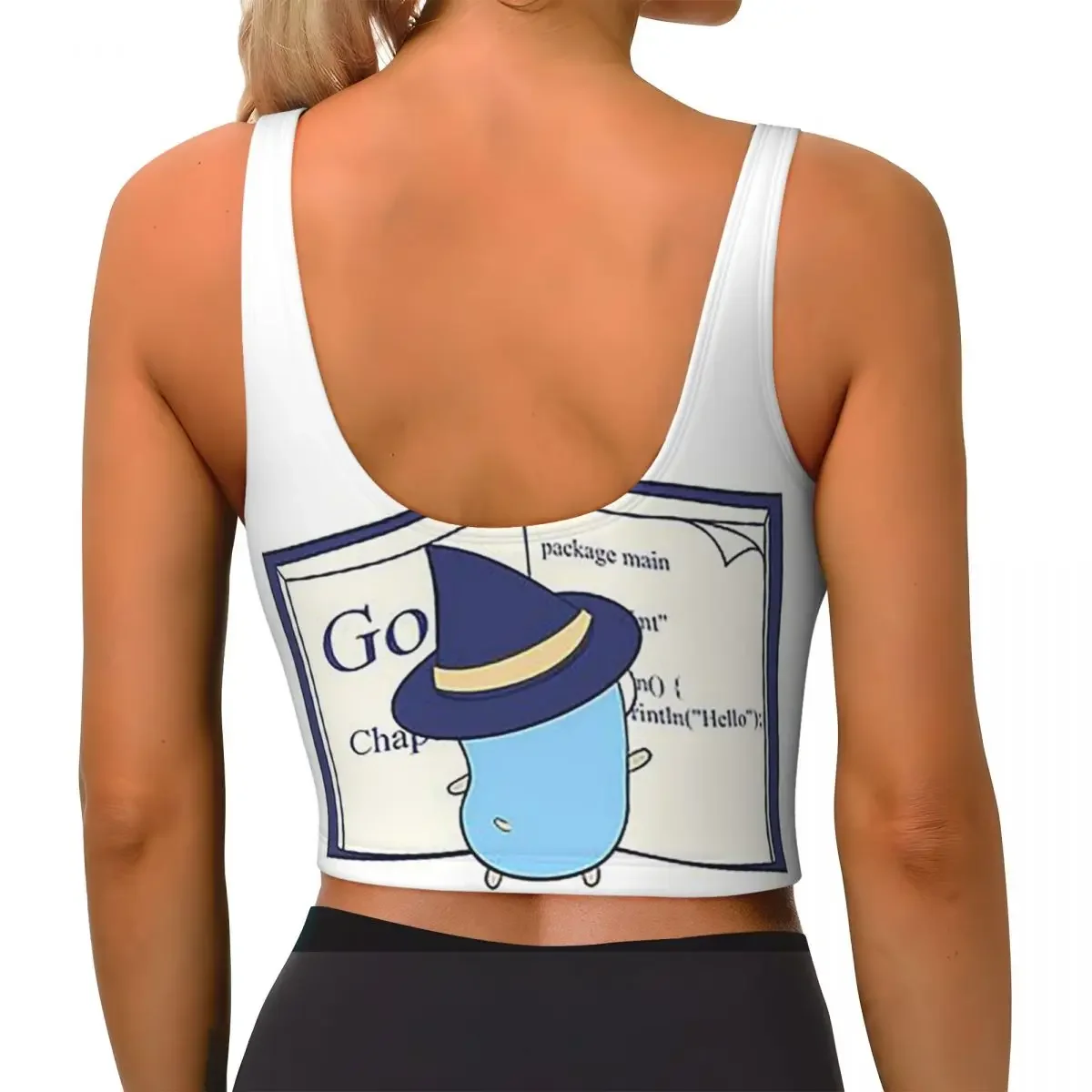 Custom The Go Gopher Golang Witch Learning Women Sports Bra High Impact Vest Gym Workout Yoga Crop Tank Top