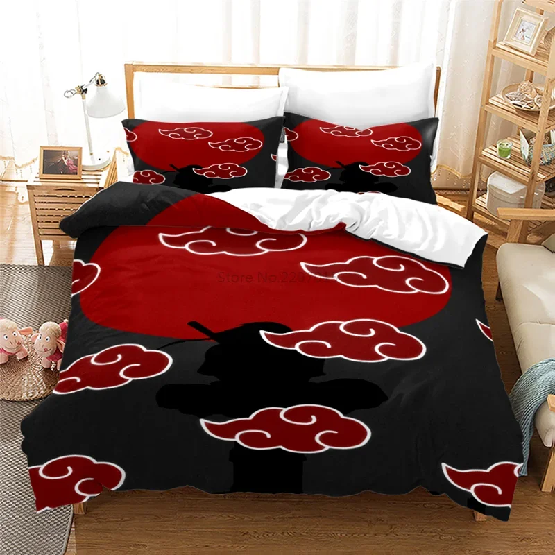 Japan Anime Red Cloud Bedding Set 3d Printed Duvet Cover Sets Pillowcase Twin Full Queen King Size Akatsuki Comforter Cover Sets