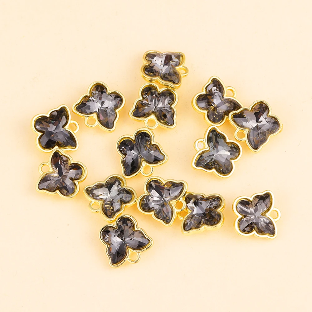 10pcs 11mm mehrfarbige Kristall Schmetterling Charm Glas kleinen Anhänger DIY Herstellung Handwerk Ohrringe Halskette Schmuck Dekoration Zubehör