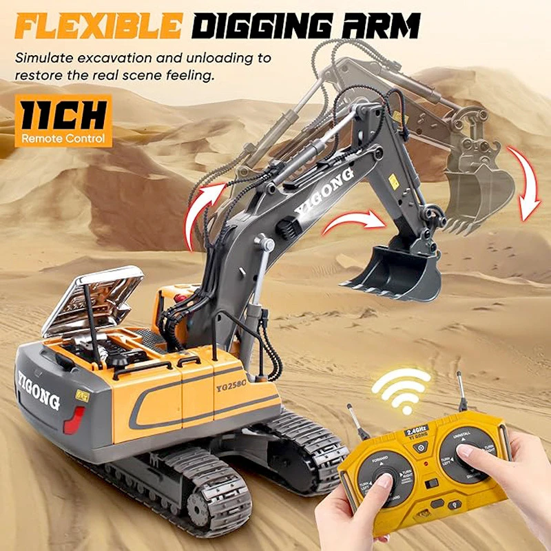 

Строительный грузовик с дистанционным управлением из сплава, 2,4G, радиоуправляемый экскаватор, бульдозер, самосвал, многофункциональные игрушки с управлением, идеальный подарок для детей
