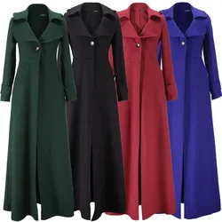 Long Wool Coat Autumn Fall Winter Blends Jacket Vintage Women Long Sleeve Outwear Suits Elegant Mujer Maxi Thick Windbreaker