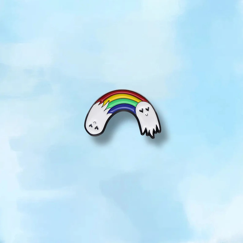 Rainbow Ghost Enamel Pins Cute Cartoon Brooch , Halloween Clothes, Backpack Accessories, Gift, Wholesale Jewelry