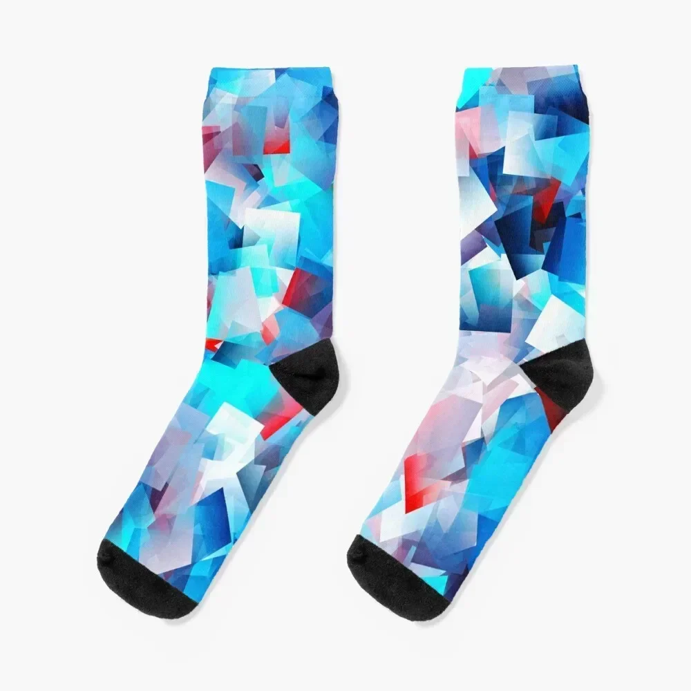 Bright Blue Cubes Socks short loose Sports Run Ladies Socks Men's