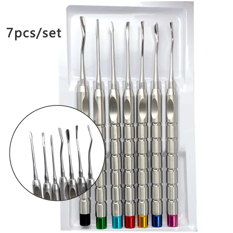 

7Pcs Dental Titanium Mplant Luxating Root Tooth Elevators Knife Extraction Tooth Extracting Elevator Instruments Tool