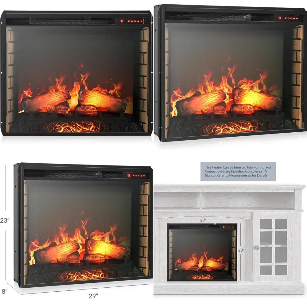 سخان مدفأة كهربائي موفر للطاقة 1500 وات 5000 وحدة حرارية بريطانية مع مؤقت قابل للتعديل، سجلات واقعية وصوت متصدع، مثالي لـ I #1