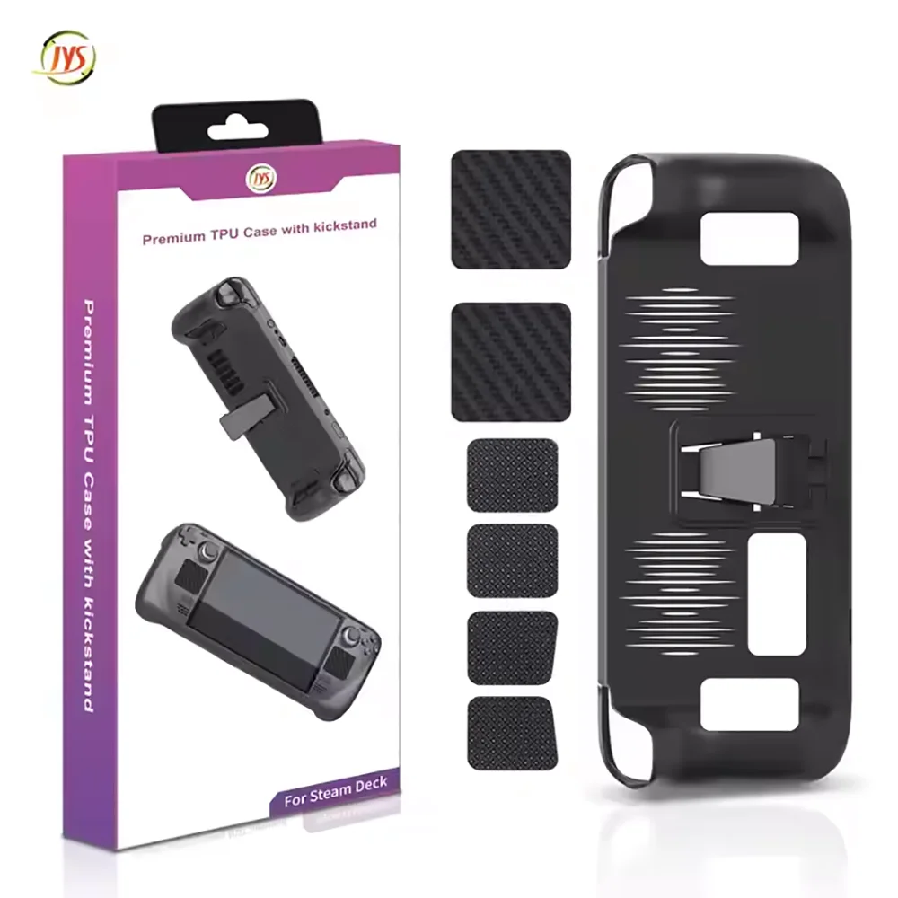 

JYS-SD016 For Steam Deck Handheld TPU Protective Case with Bracket+Touchpad Button Sticker Set