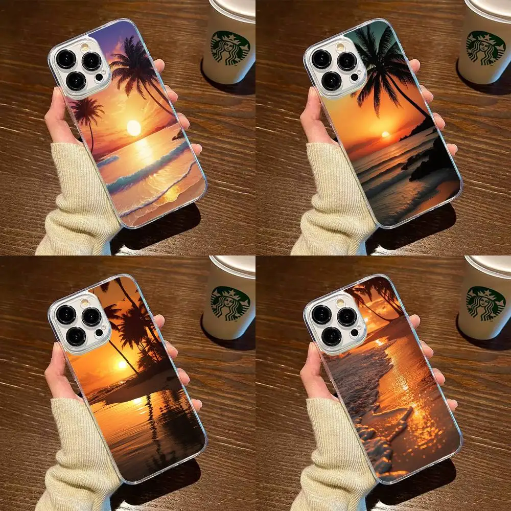 

Sunset Phone Case For iPhone17,16,15,14,13,12,11 Plus,Pro Max Soft Transparent Cover