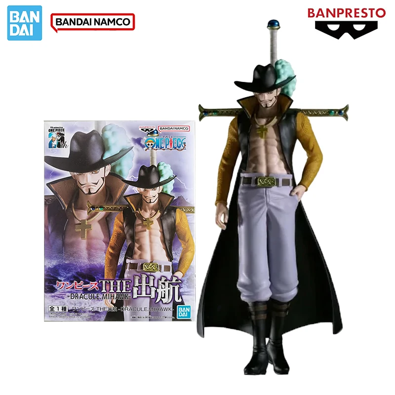 

In Stock BANDAI One Piece BANPRESTO Dracule Mihawk PVC 16CM Action Anime Figure Collectible Model Doll Statuette Ornament Gift