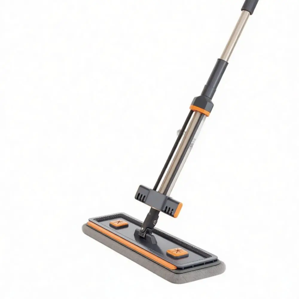 Lazy Flat Mop With Stainless Steel Handle Hands Free Washing Squeeze Mop For Floor Surface Cleaning Practical Household Tool