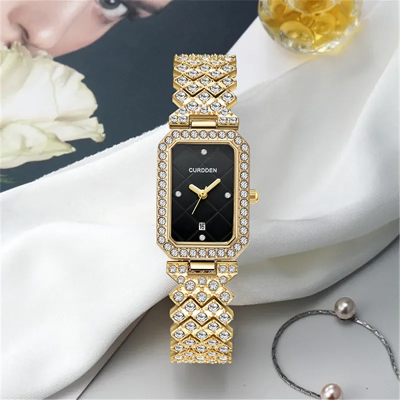 Ins Niche Luxury women's Luxury Brand orologi Diamond Simple Gift Gold Diamond orologio al quarzo da donna