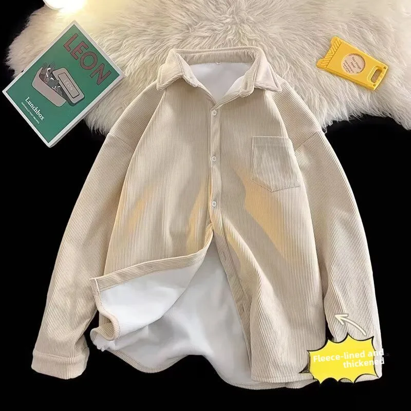 

New Men's Casual Loose irt Trendy Design Spring Autumn Wear Versatile Comfortable Stand Fit Long Sve Pure Color