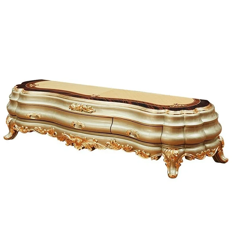 

European villa luxury TV French floor cabinet, solid wood oak carving high-end luxury luxury high-end