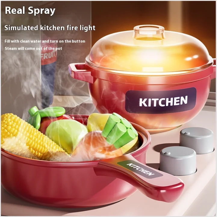 مجموعة ألعاب المطبخ التظاهري للأطفال، أدوات المطبخ رذاذ واقعية، أدوات الطبخ، أدوات المائدة، هدية عيد الميلاد ورأس السنة الجديدة #5