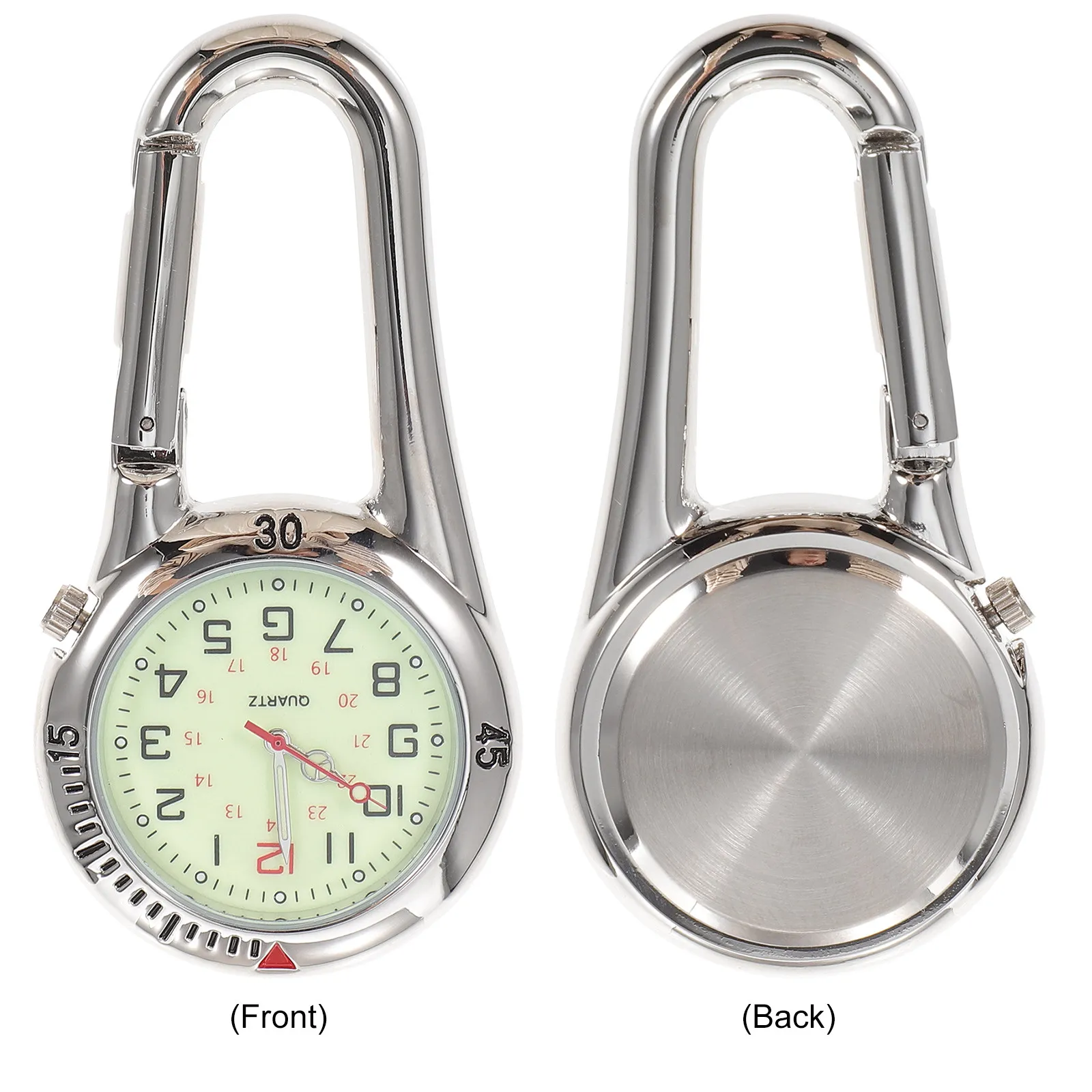

Multifunctional Clip-on Black Quartz Watch White Dial Night Light Luminous Dial Backpack Buckle Clip Watch Belt for Nurses