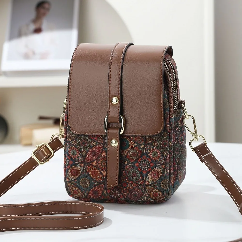 

Женская модная сумка для телефона в богемном стиле с принтом, из искусственной кожи, универсальная сумка через плечо, роскошная сумка в этническом стиле для женщин