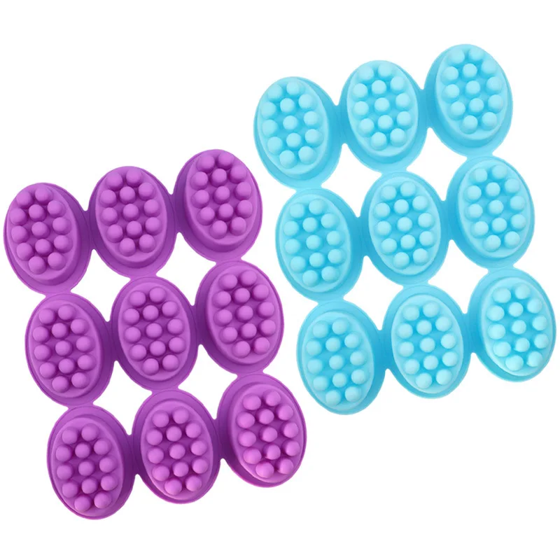 9-even Massage Brush Silica Gel Soap Mold Oval Massage Mould Handmade Plaster Tool 1182